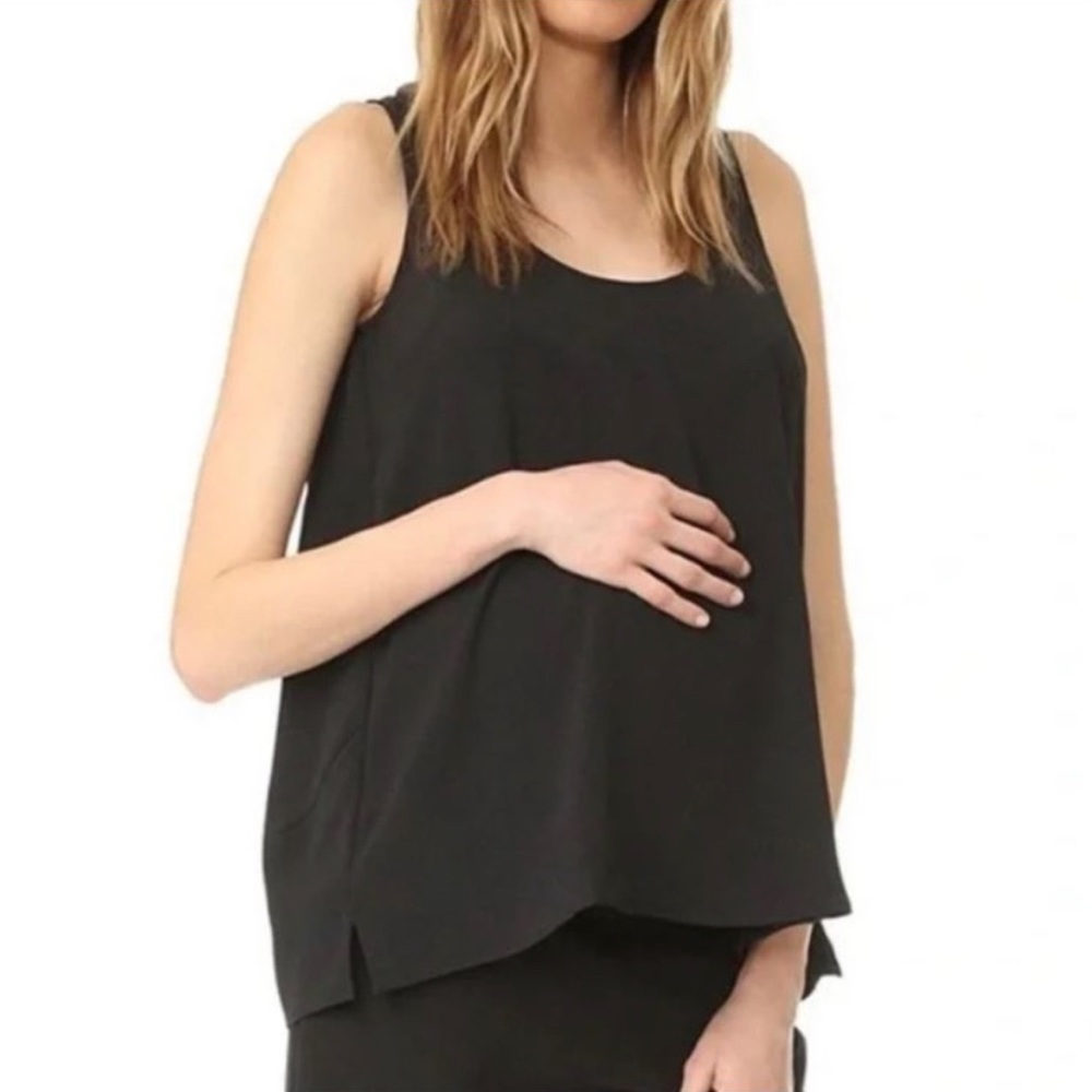 Hatch Black Scoop Round Neckline Sleeveless Layering Tank Blouse Maternity Sz 1